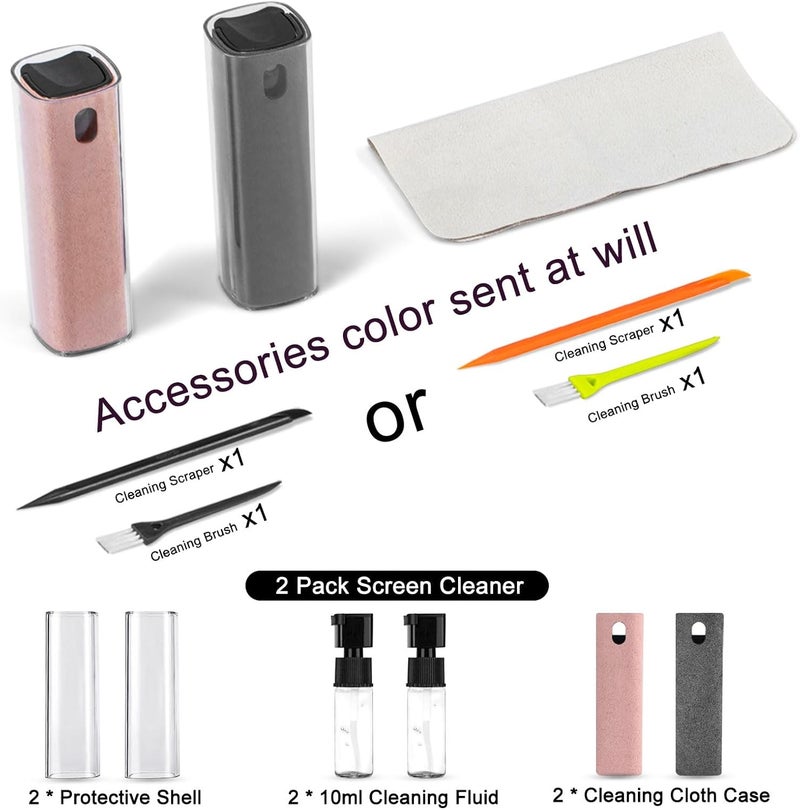 walrfid 2 Pack Screen Cleaner Spray and Wipe for Laptop Monitor and Car Screens, Phone Touchscreen Mist Cleaning Kit for Cellphone, Tablet, PC, Computer, LCD, Eyeglass, iPhone, iPad, Mac Pro - Grey and Pink - Image 4